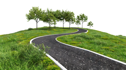 Winding path through the park, cut out