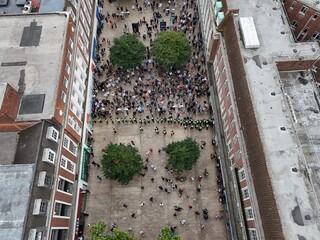 aerial view of Kingston upon Hull far-right anti-immigration riot Aug 2024