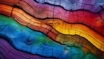 Fototapeta premium Dynamic Abstract Wood Texture with Multicolored Cracks