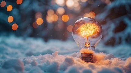Illuminating Ideas A Light Bulb Preserved in a Snowy Globe Representing Untapped Potential