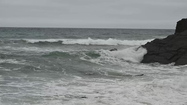 Dangerous sea at high tide Sandymouth