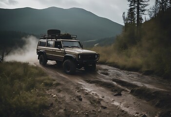 Obraz premium cars rty mountains trips wheels tires carpathian swamp ukraine offroad view action adventure auto automobile car competition rt drive extreme journey land mud muddy