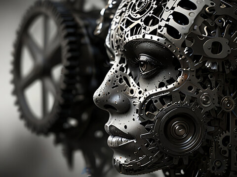 woman Skull with Gears