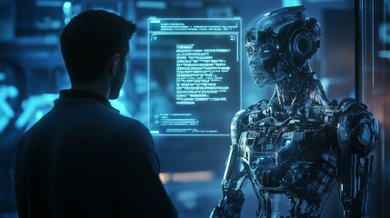robot with artificial intelligence and human