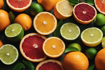 grapefruit lemons food fresh fruit oranges banner background Citrus limes fruits collection