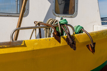 Fishing anchors on a boat