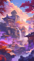 Obraz premium landscape chinese temple in the mountains