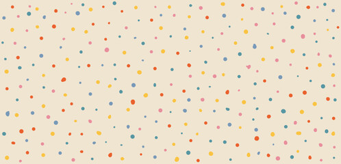 Abstract dots hand drawn Y2K naive seamless pattern. Vector organic colorful doodle circle dotted background in 70s groovy style