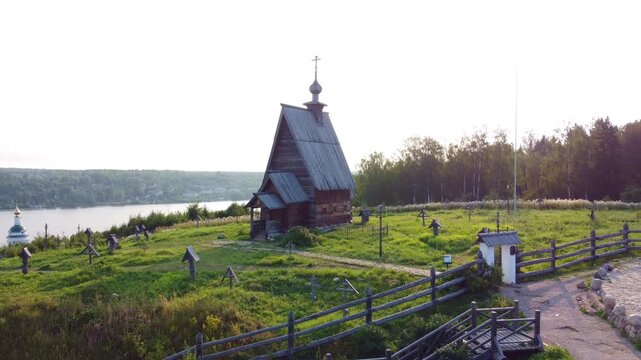 Wooden Russian Church in the Village