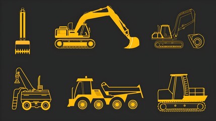 Variety of Heavy Machinery and Construction Equipment for Industrial Projects and Development