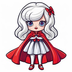 Fototapeta premium A charming cartoon vampire doll with a stylish twist, set against a crisp white background for a playful design.