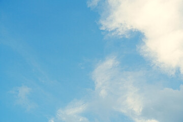 Blue sky white clouds and Beautiful puffy fluffy cumulus cloud, cloudscape background.