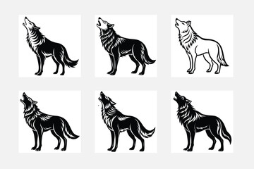 Artistic Wolf Designs Featuring White Background
