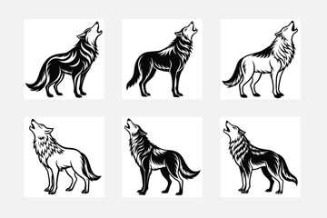 Wolf Illustration Set with Crisp White Backgrounds





