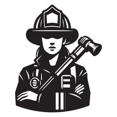 Obraz premium Firefighter vector, logo, icon, silhouette design template black and white