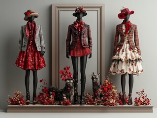 Obraz premium Fashionable Mannequins in Red and Black.