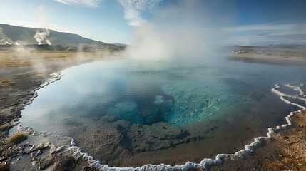 Hverir Hot springs, geothermal area near the katla in iceland. AI generated illustration