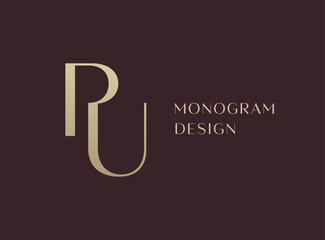 PU letter logo icon design. Classic style luxury initials monogram.