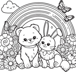 easter bunny with easter eggs