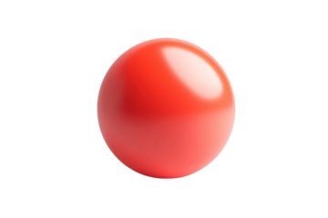 A vibrant red sphere isolated on a transparent background. showcasing its glossy reflective surface. Perfect for graphic design and minimalistic art.