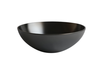 Elegant black ceramic bowl with a smooth surface, perfect for kitchen and dining settings.