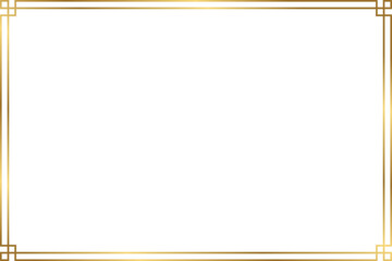 Chinese style rectangle gold frame border with 2x3 aspect ratio for invitation, card, cut out ,isolated on transparent background.
