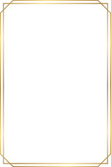 Rectangle golden frame border with 2x3 aspect ratio for invitation, card, cut out ,isolated on transparent background.