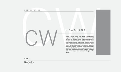 Business Alphabet presentation template monogram black and white grayscale letters minimalistic layout
