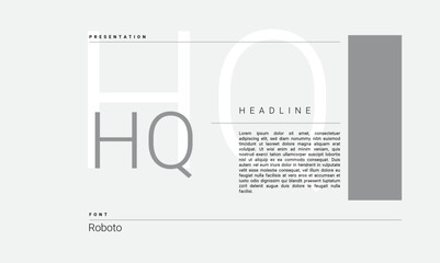 Business Alphabet presentation template monogram black and white grayscale letters minimalistic layout
