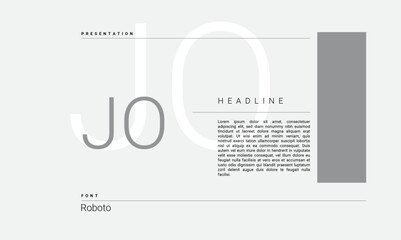 Business Alphabet presentation template monogram black and white grayscale letters minimalistic layout