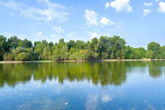 river ticino in cuggiono village, italy, 4th august 2024