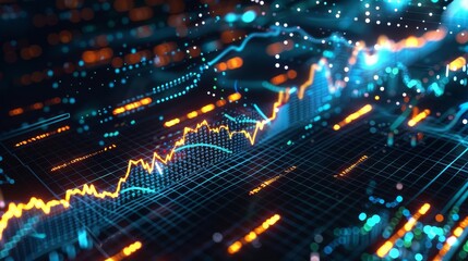 Obraz premium A digital wave of information representing market volatility with copy space