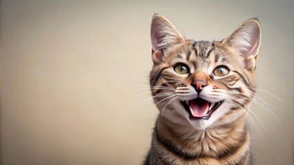 Obraz premium Happy and Cute Cat Laughing , adorable, feline, pet, cheerful, smiling, joy, happiness, laughter, whiskers, furry, playful