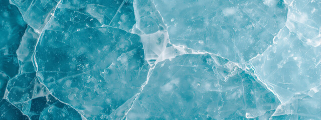 Fototapeta premium Abstract blue ice texture background. Winter and New Year backdrop for wallpaper, poster, banner with copy space.