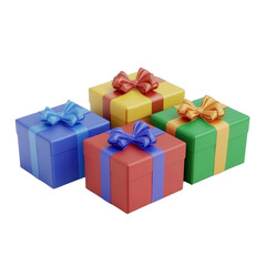 Fototapeta premium Colorful Gift Boxes with Ribbons Isolated on White Background - Perfect for Celebrations, Birthdays, and Holidays
