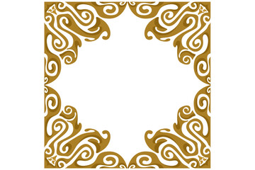 Border Frame Ornament Design with Gold Liquid Theme for Decoration