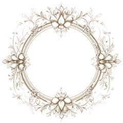 Obraz premium Elegant Vintage Ornate Frame with Floral and Ribbon Details on Transparent Background