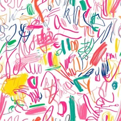 Obraz premium A colorful drawing seamless pattern of various scribbles, doodle lines and strokes