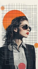 Corporate woman in a modern grid design.