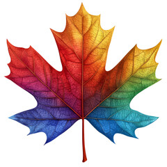 Obraz premium Rainbow Maple Leaf: A vibrant and colorful illustration of a maple leaf, radiating a spectrum of hues, symbolizing nature's beauty and the diversity of life. 
