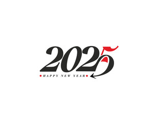 Happy New Year 2025 Text Typography Design Element flyer, banner design.