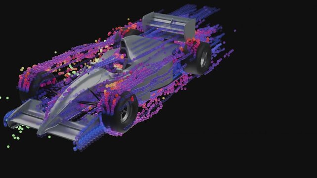 aerodynamic of sport racing car test in wind tunnel. visualization of airflows patterns streamlines of air flows around car body