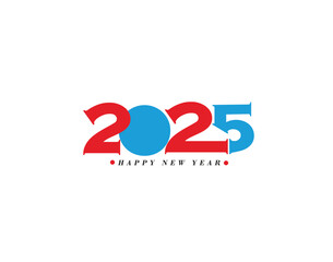 Happy New Year 2025 Text Typography Design Element flyer, banner design.