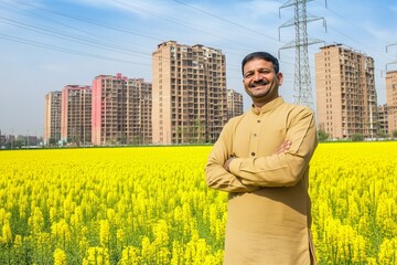 Man in Field of Mustard Flowers