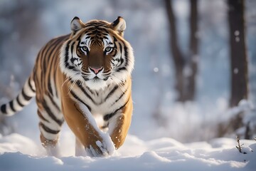 cold action scene snowflake beautiful danger tiger tajga animal winter altaica running siberian panthera snow tigris nature wild russia wildlife amur siberia wildcat white tigress teeth sun stripes