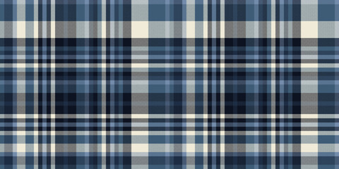 Shabby textile plaid check, vertical texture fabric seamless. Victorian pattern background tartan vector in cyan and black colors.