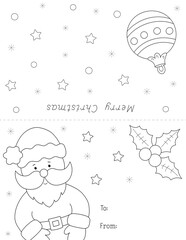 to from christmas coloring card, santa claus. you can print it on standard 8.5 x 11 inch paper and fold it.