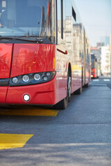Public transportation bus in urban surroundings. © astrosystem