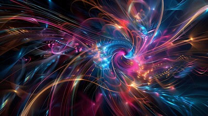 Abstract Swirling Light Trails with Vibrant Colors