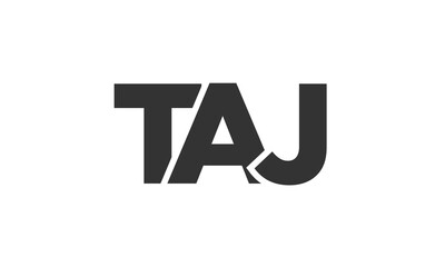 TAJ logo design template with strong and modern bold text. Initial based vector logotype featuring simple and minimal typography. Trendy company identity.